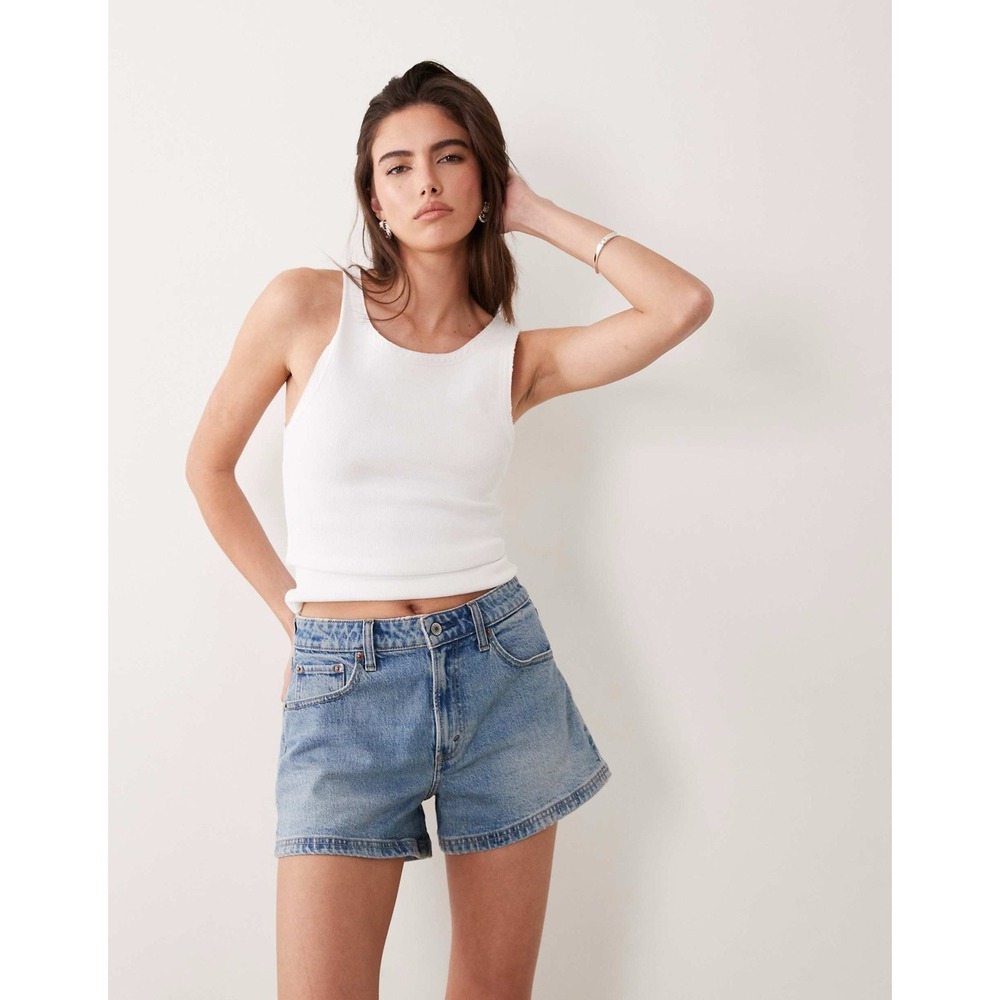 Abercrombie & Fitch Dad Shorts High Rise Denim Blue Size 4